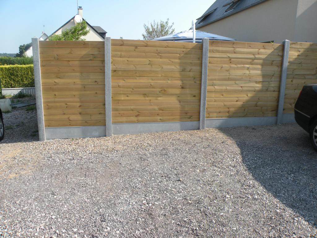 Cr�a cl�ture - Cl�ture en b�ton et remplissage bois